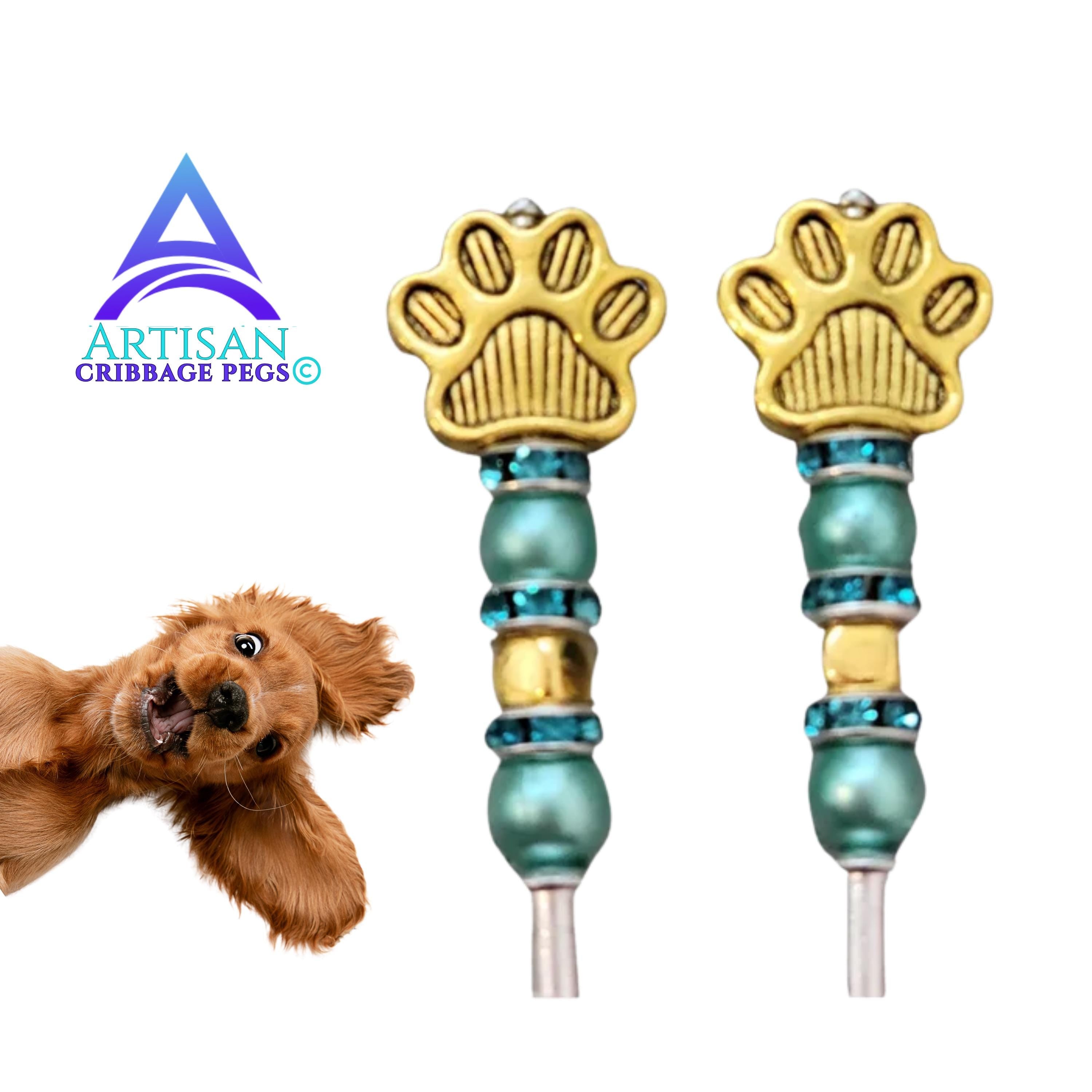 Puppy Dog Paw Cribbage Pegs | Beaded Artisan Game Pieces