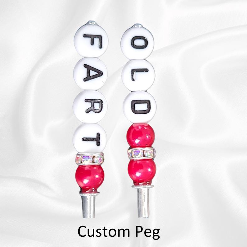Personalized Cribbage Pegs – Handmade Artisan Game Piece with Letter & Bead Options