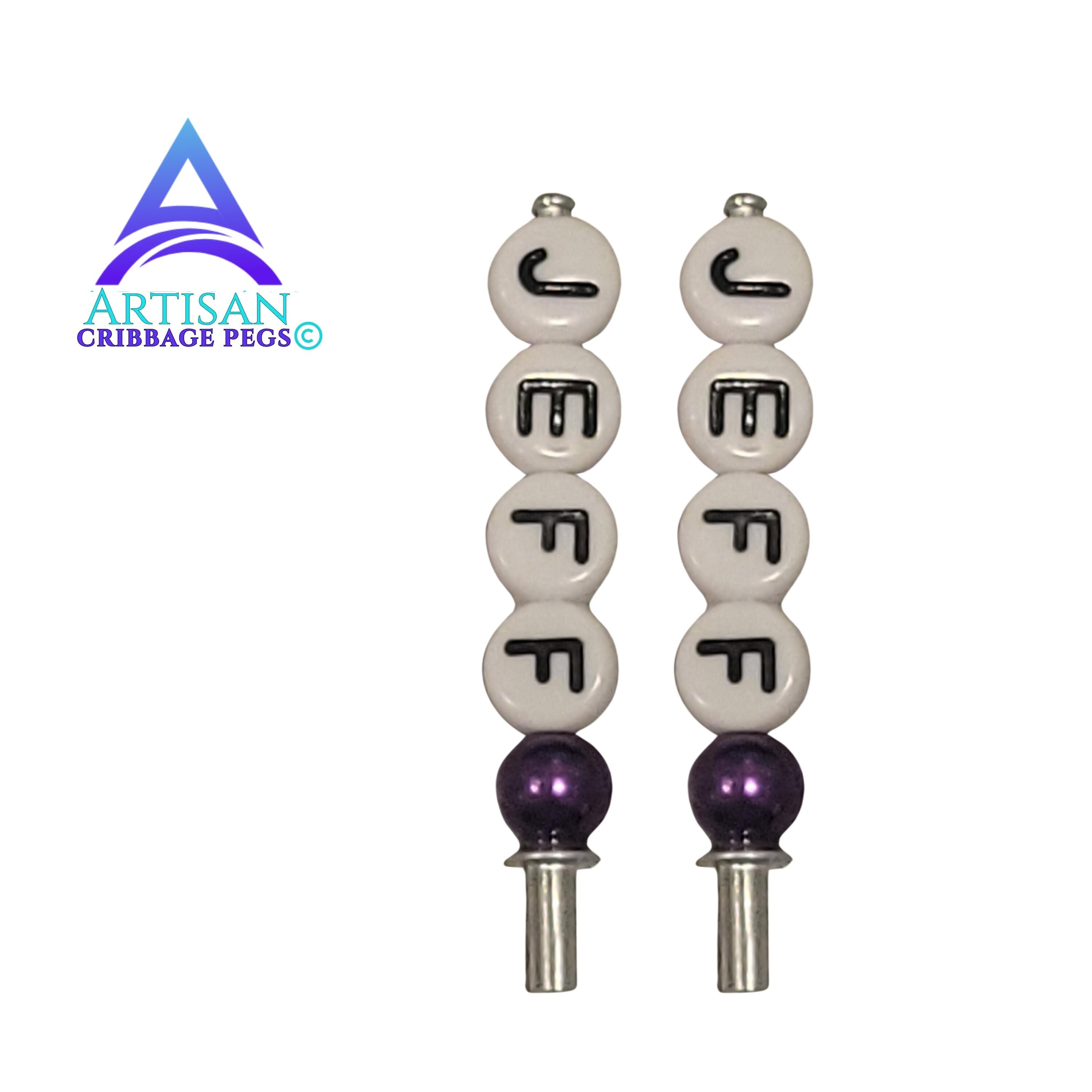 Personalized Cribbage Pegs – Handmade Artisan Game Piece with Letter & Bead Options