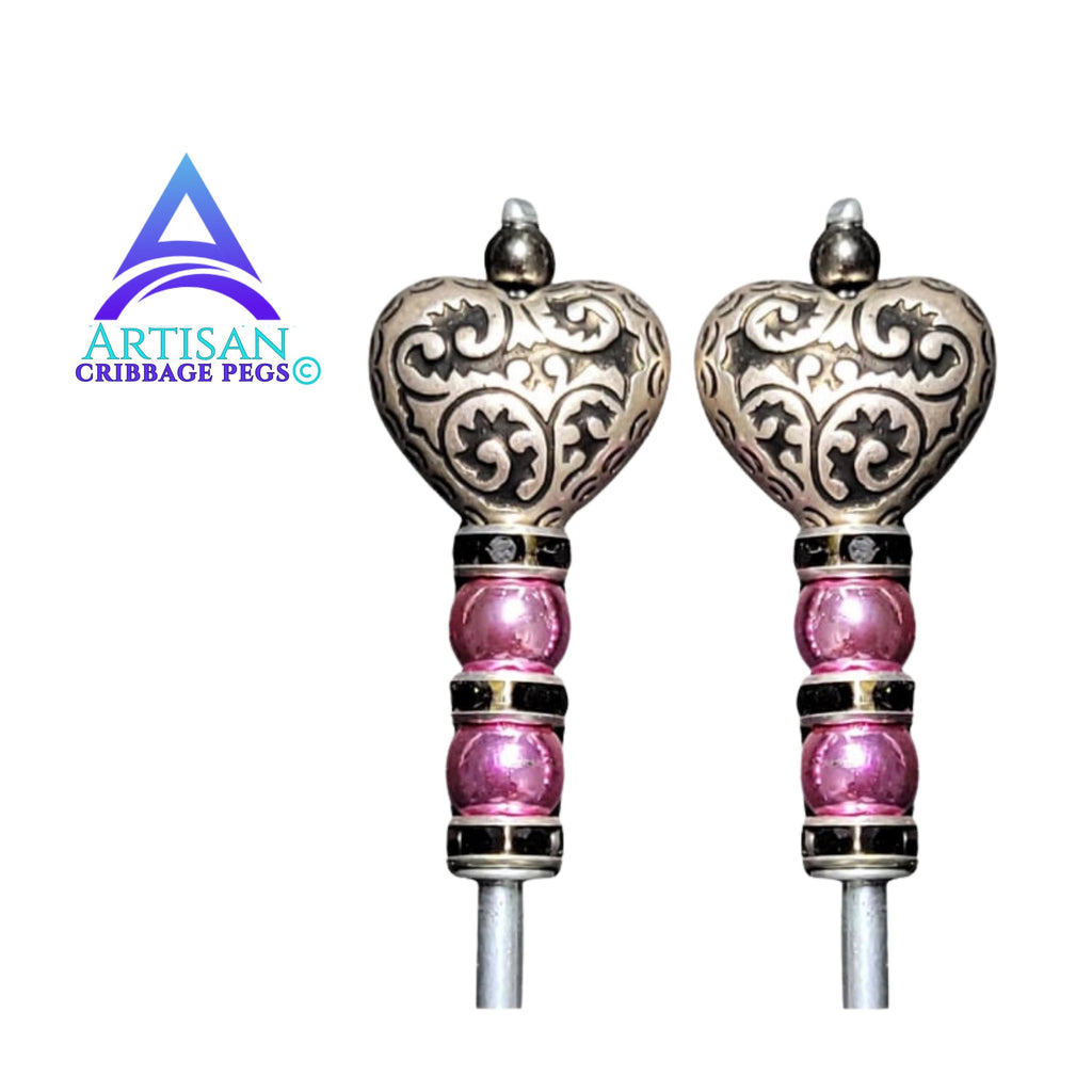 Big Heart Cribbage Pegs – Pink & Black Replacement Set