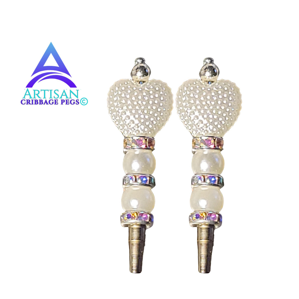 Pearl Heart Cribbage Pegs | Artisan Board Game Pieces