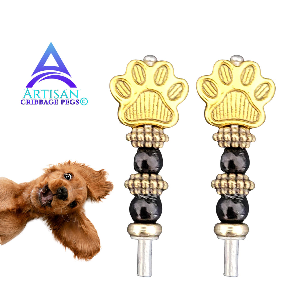 Puppy Dog Paw Cribbage Pegs | Beaded Artisan Game Pieces