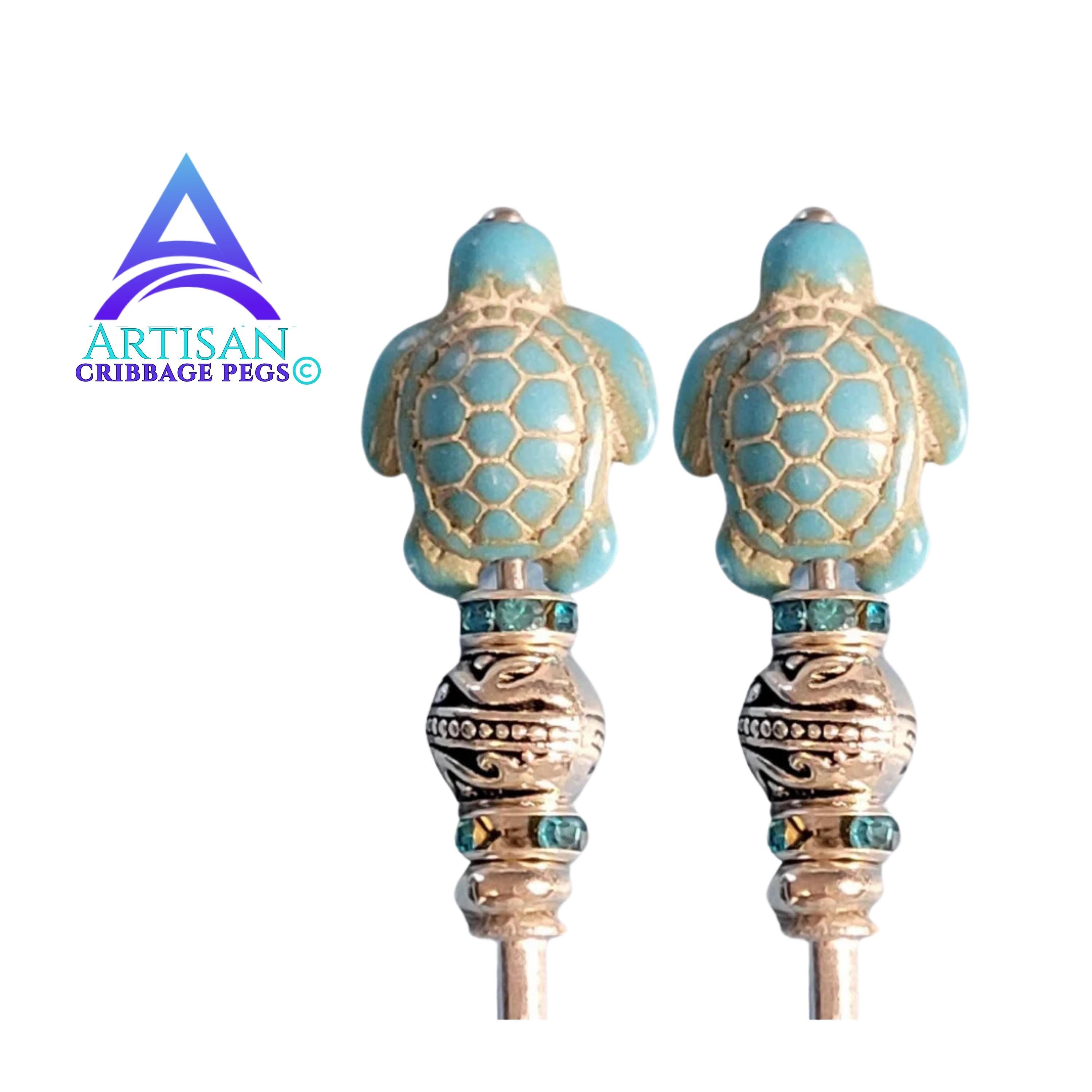 Turtle Cribbage Pegs - Ocean Nautical Pegs | Cribbage board