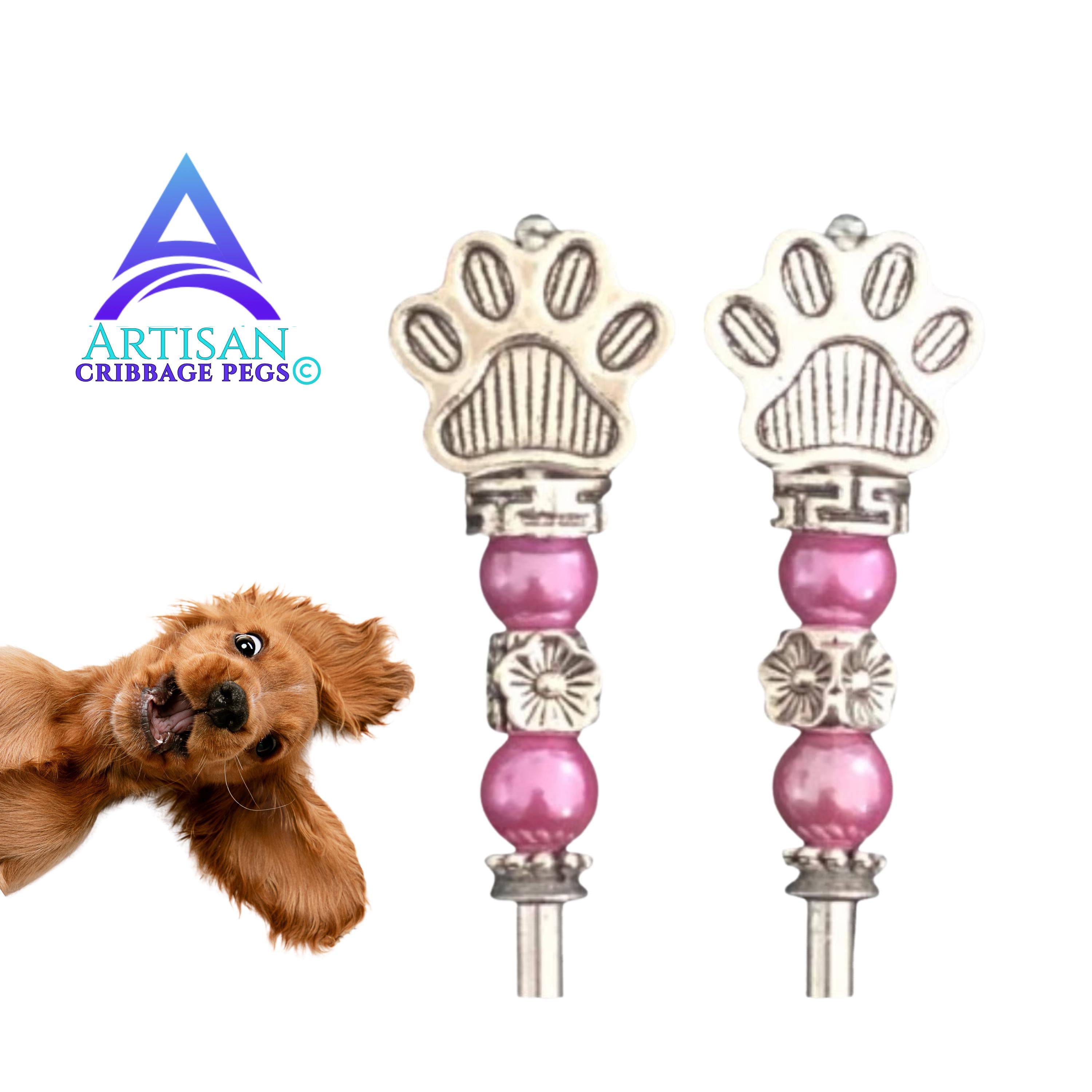 Puppy Dog Paw Cribbage Pegs | Beaded Artisan Game Pieces
