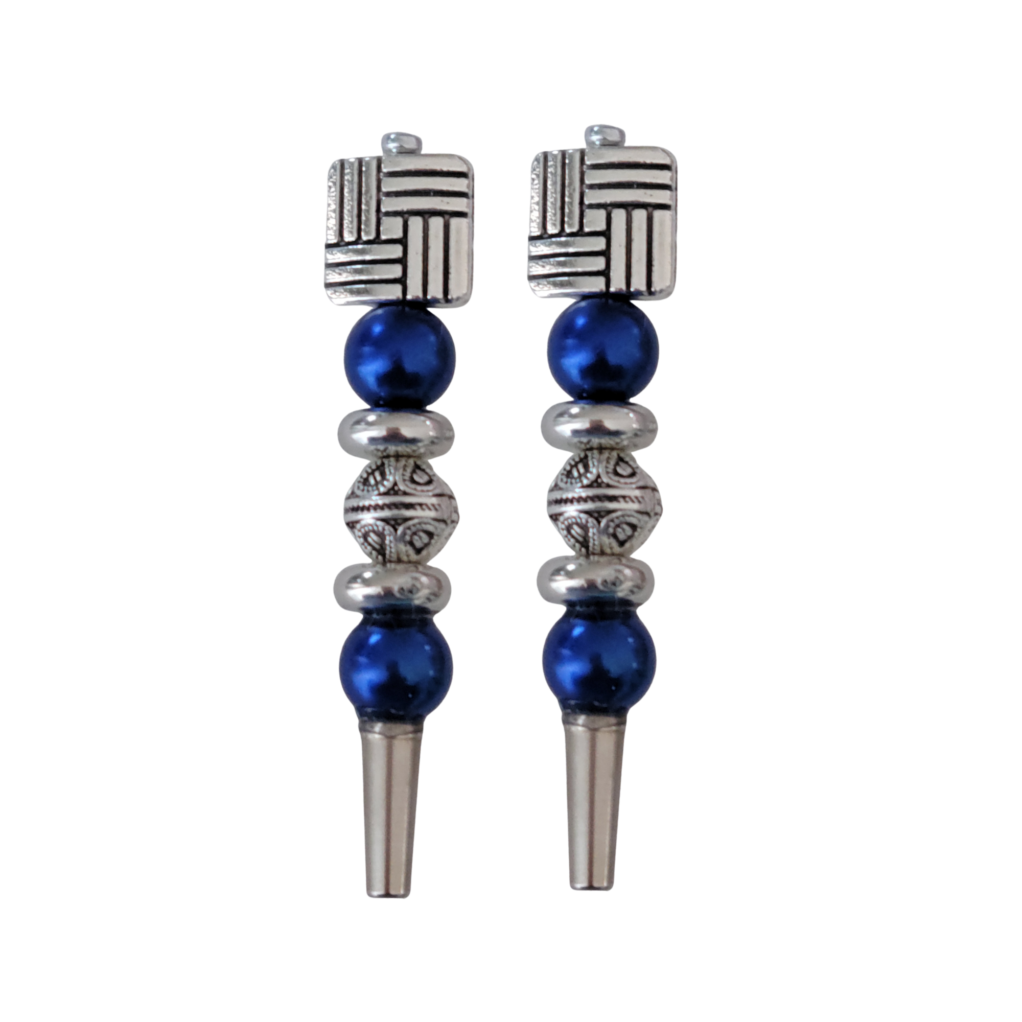 Custom Cribbage Pegs - Cufflink Crib Peg | Sapphire Blue, Silver Accents
