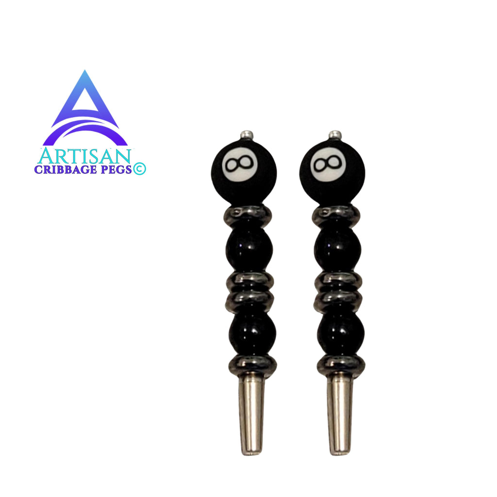Billiards 8 Ball Pool Cribbage Pegs – Handmade Artisan Board Game Gift | Replacement Peg Set