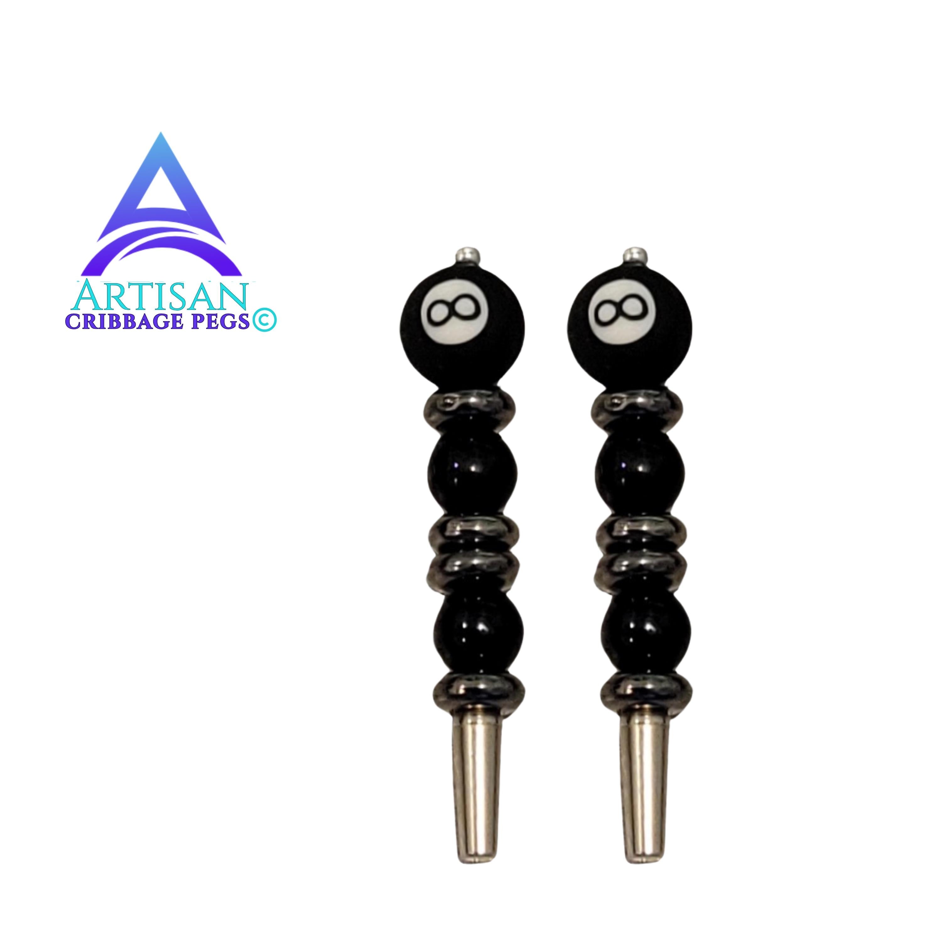 Billiards 8 Ball Pool Cribbage Pegs – Handmade Artisan Board Game Gift | Replacement Peg Set