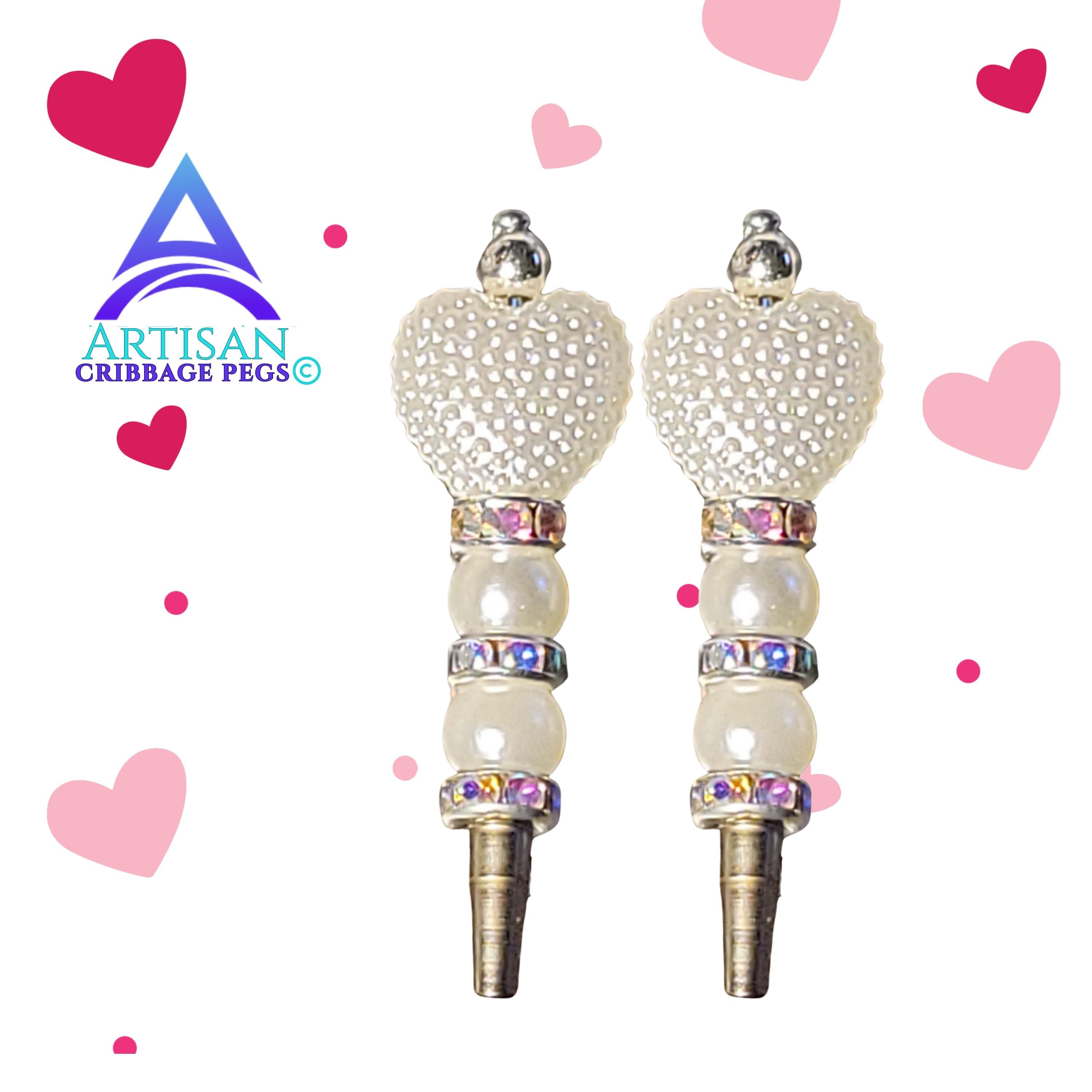 Pearl Heart Cribbage Pegs | Artisan Board Game Pieces