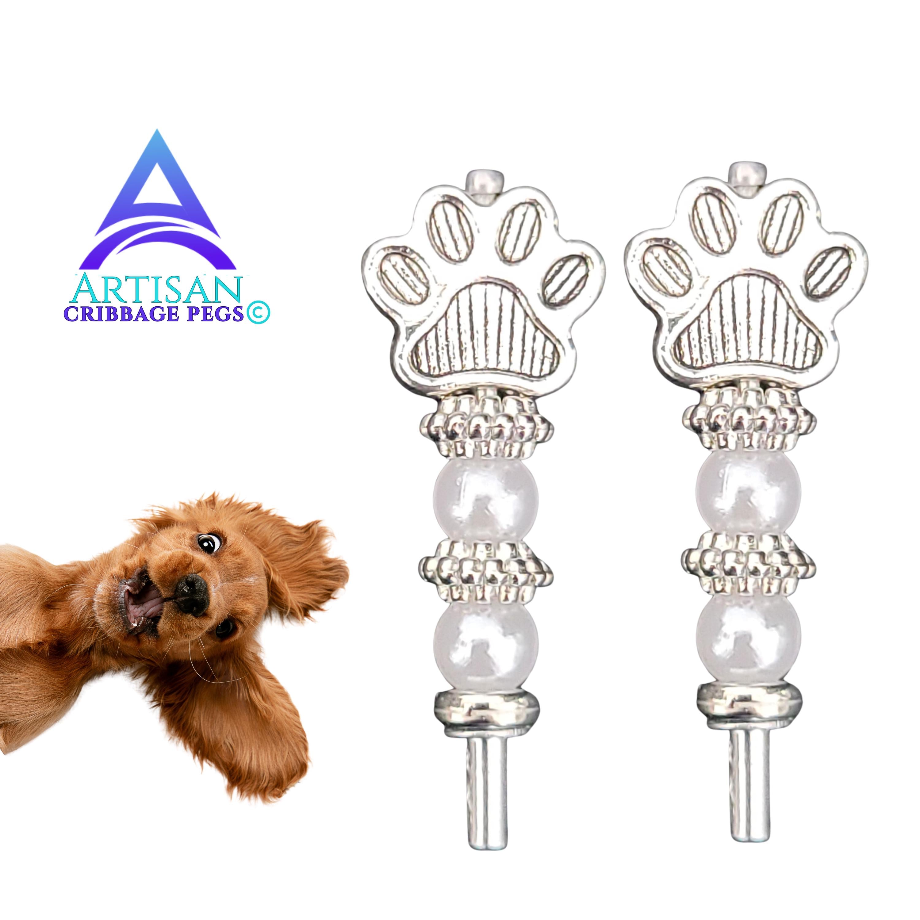 Puppy Dog Paw Cribbage Pegs | Beaded Artisan Game Pieces