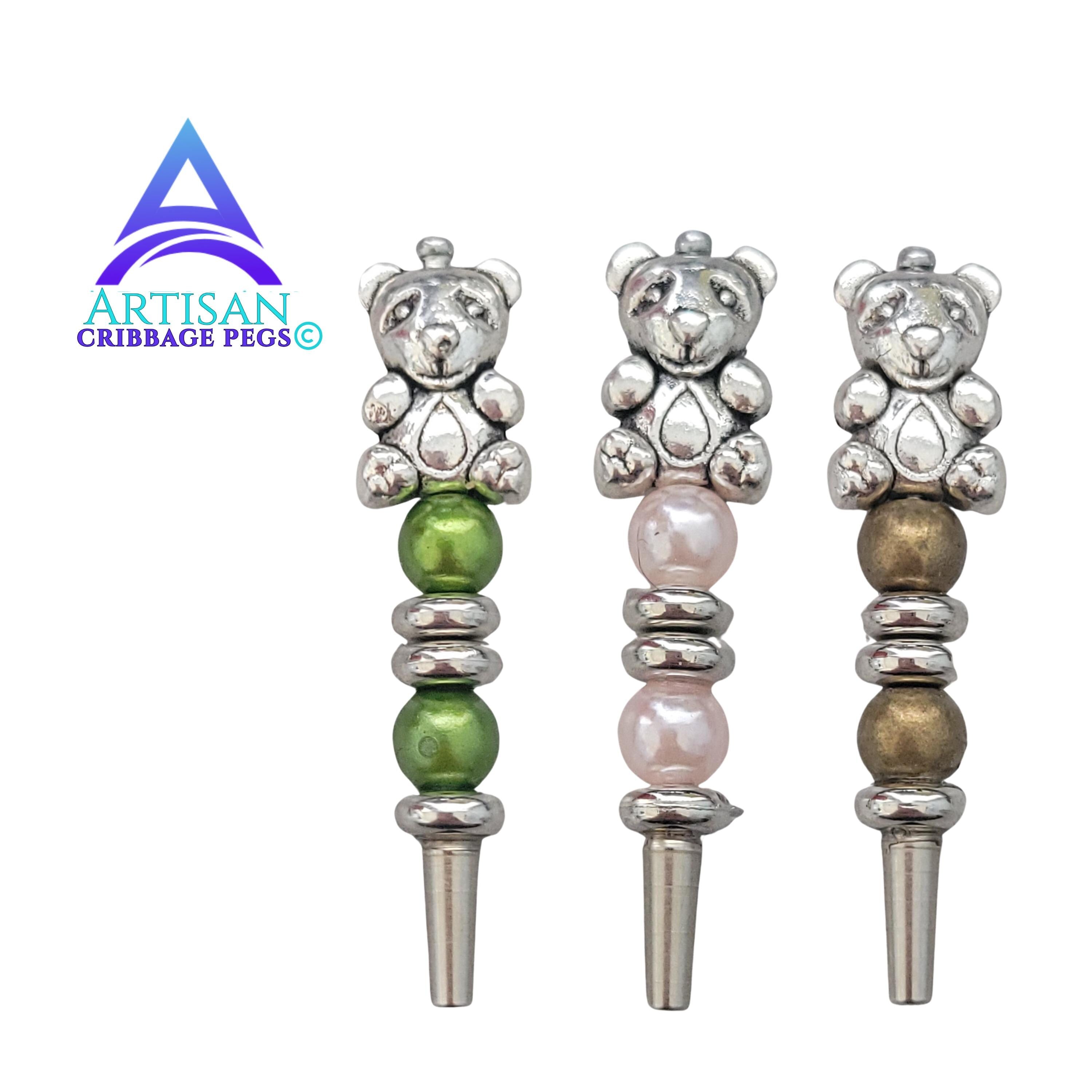 Teddy Bear Cribbage Pegs  – Wildlife Pegs - Board Game Gift | Replacement Peg Set